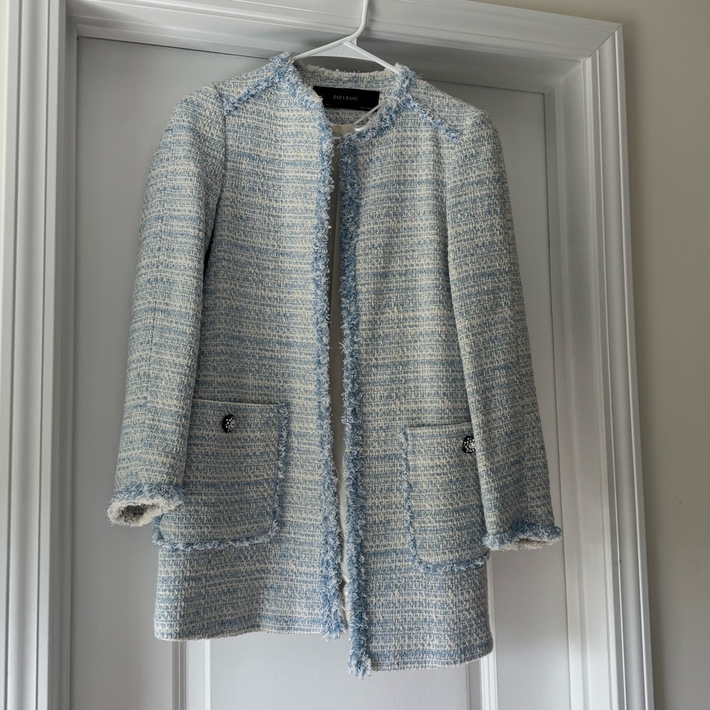 Zara Blue Tweed Jacket